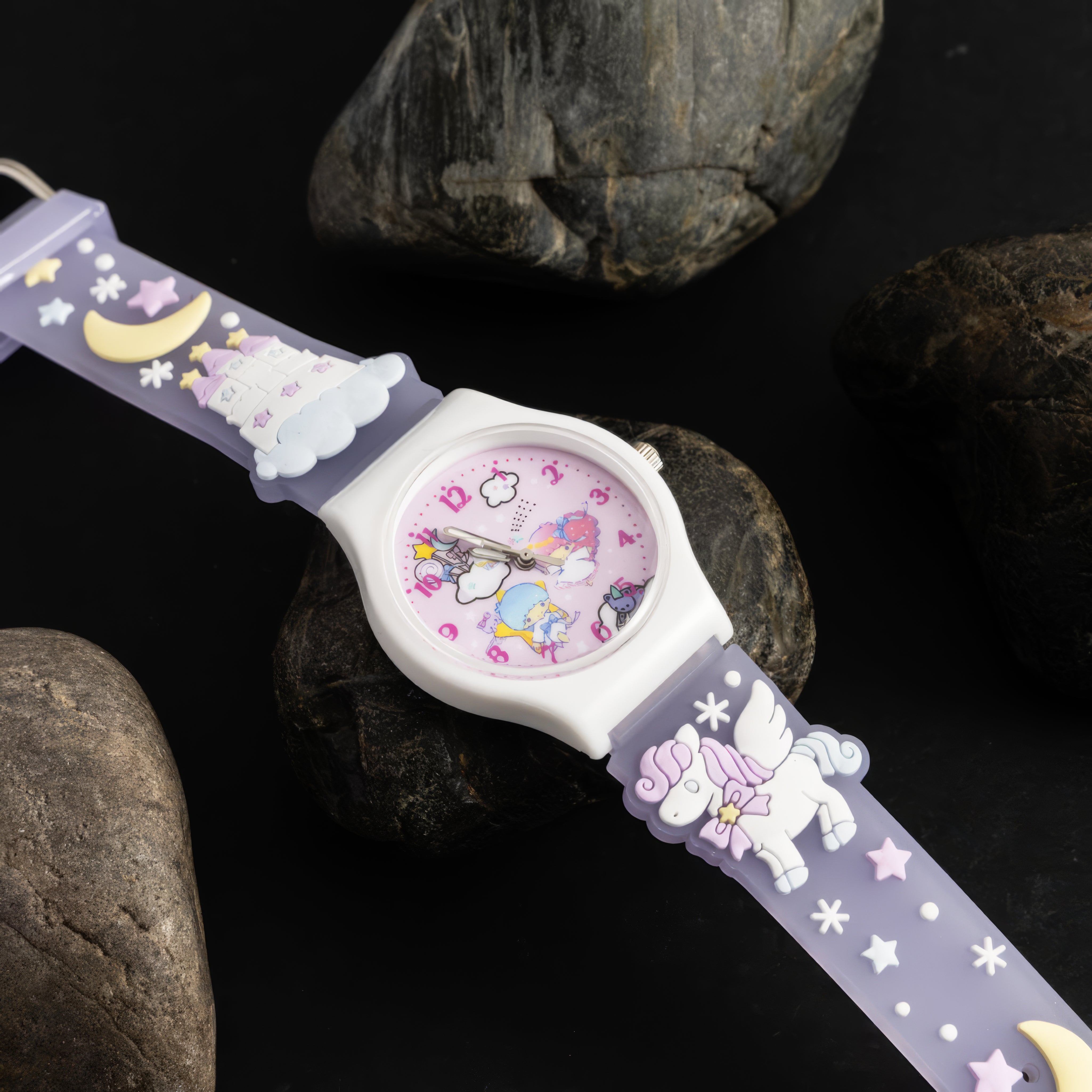 Lookhaa Unicorn 3D Cartoon Strap Analog Watch For Kids  - Perple