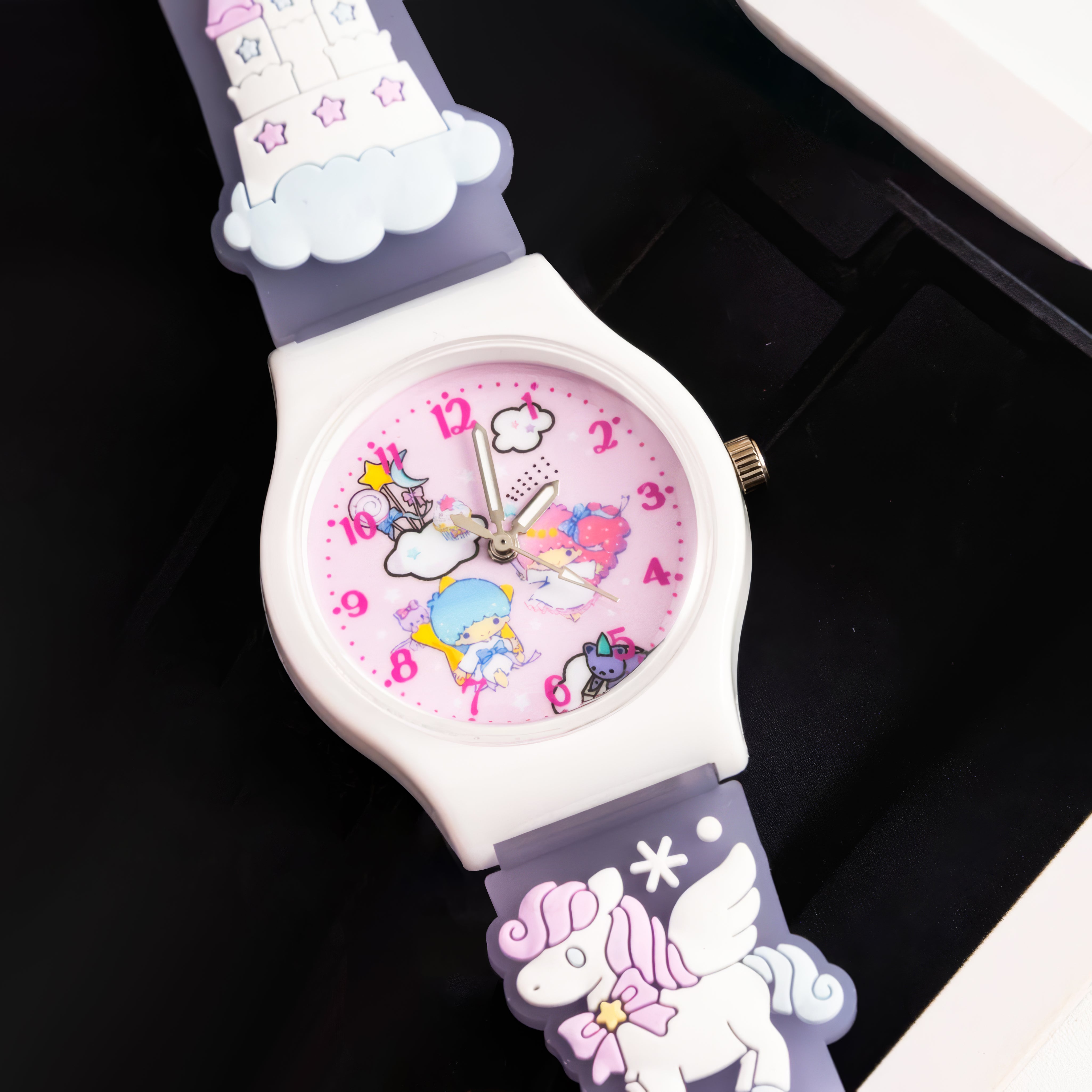 Lookhaa Unicorn 3D Cartoon Strap Analog Watch For Kids  - Perple