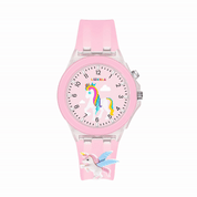 Lookhaa 3D Cute Unicorn Cartoon Watch with 7 Disco Lights Analog Watch for Girls - Pink lookhaa