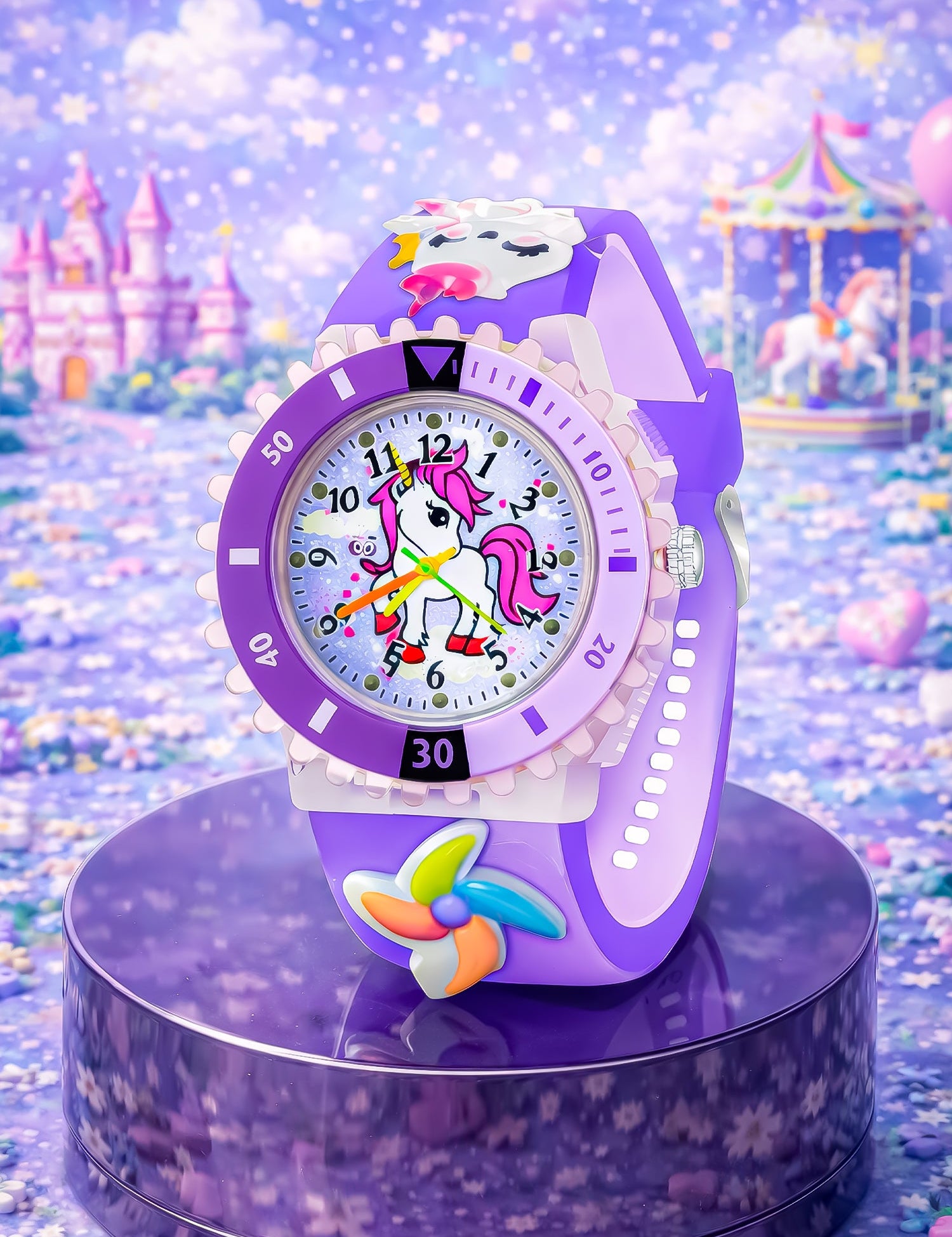 LOOKHAA Kids 3D Cartoon My Melody Multi Color Analog LED Lights Watch for Girls Kids- Purple lookhaa