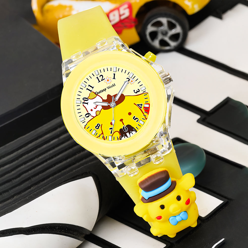 Lookhaa Banny & Rabbit Cartoon Analog Light Watch Combo - Pink & Yellow