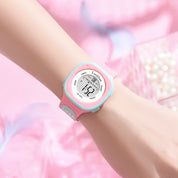 Lookhaa Digital Round Dial Alarm & Glowing Light Watch for Boys & Girls - Pink