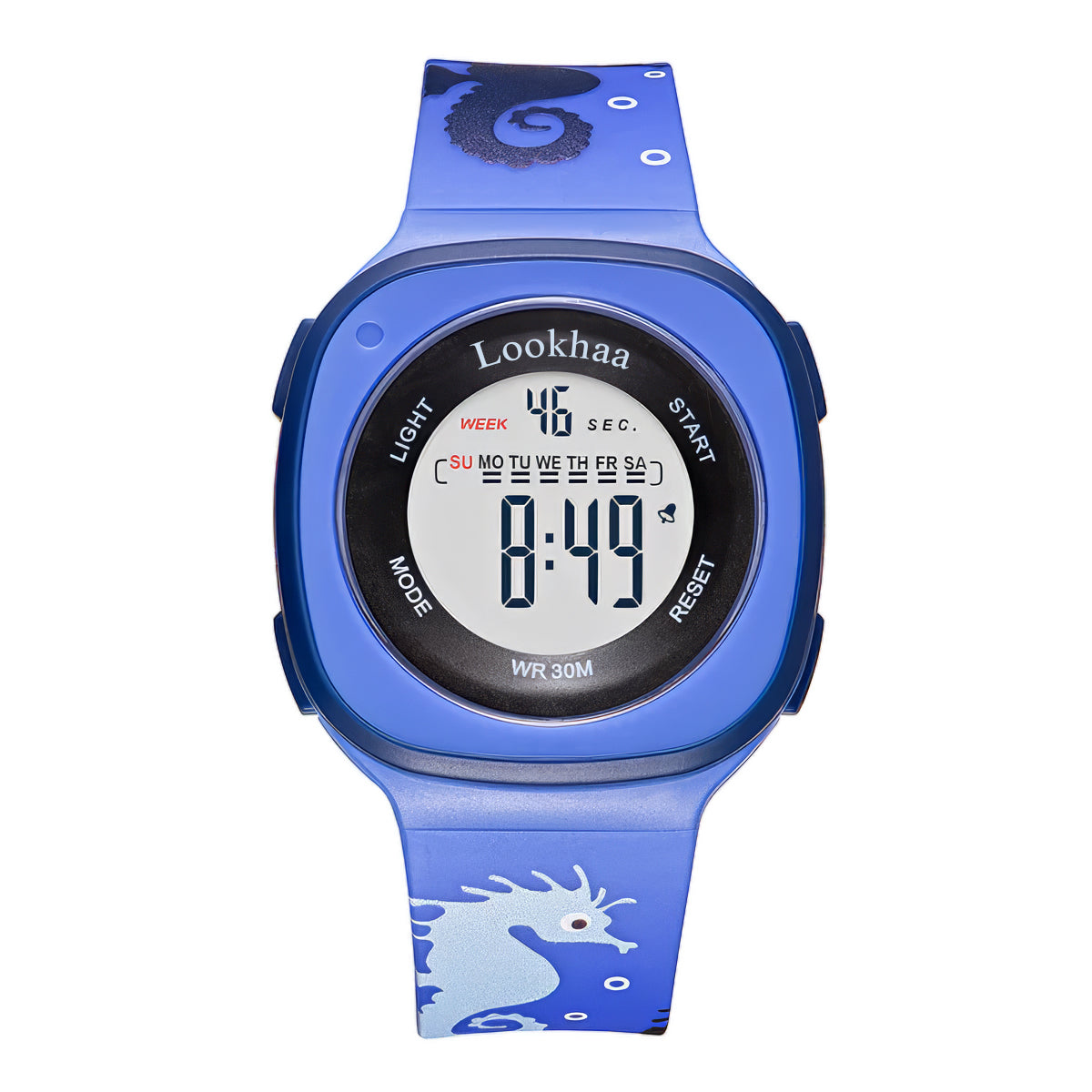 Lookhaa Digital Dial Square Dial Alarm Glowing Light Watch for Boys & Girls (Age:4-12 Years) - Blue