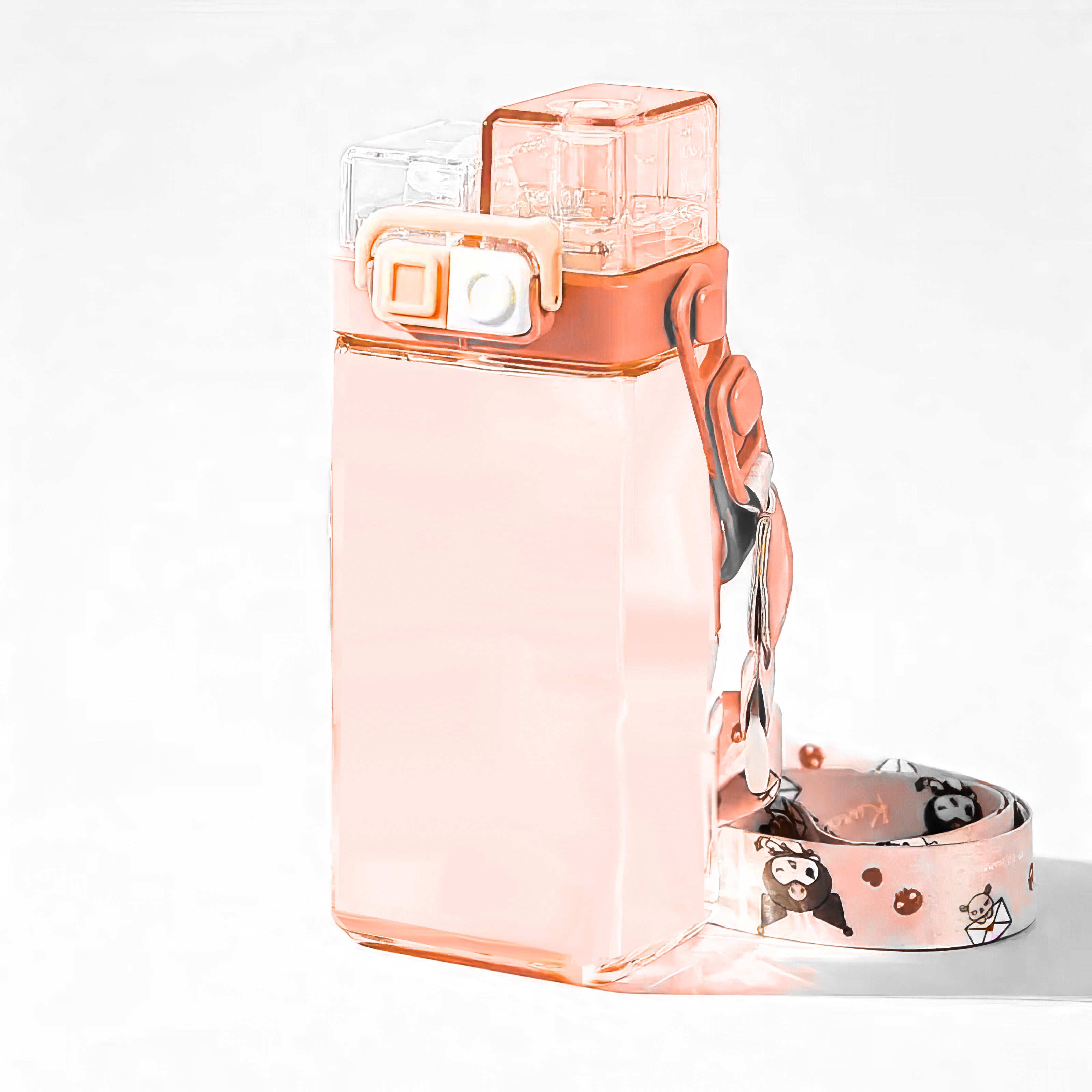 Lookhaa Double pop-up lid straight drinking straw dual-use water bottle (pink)