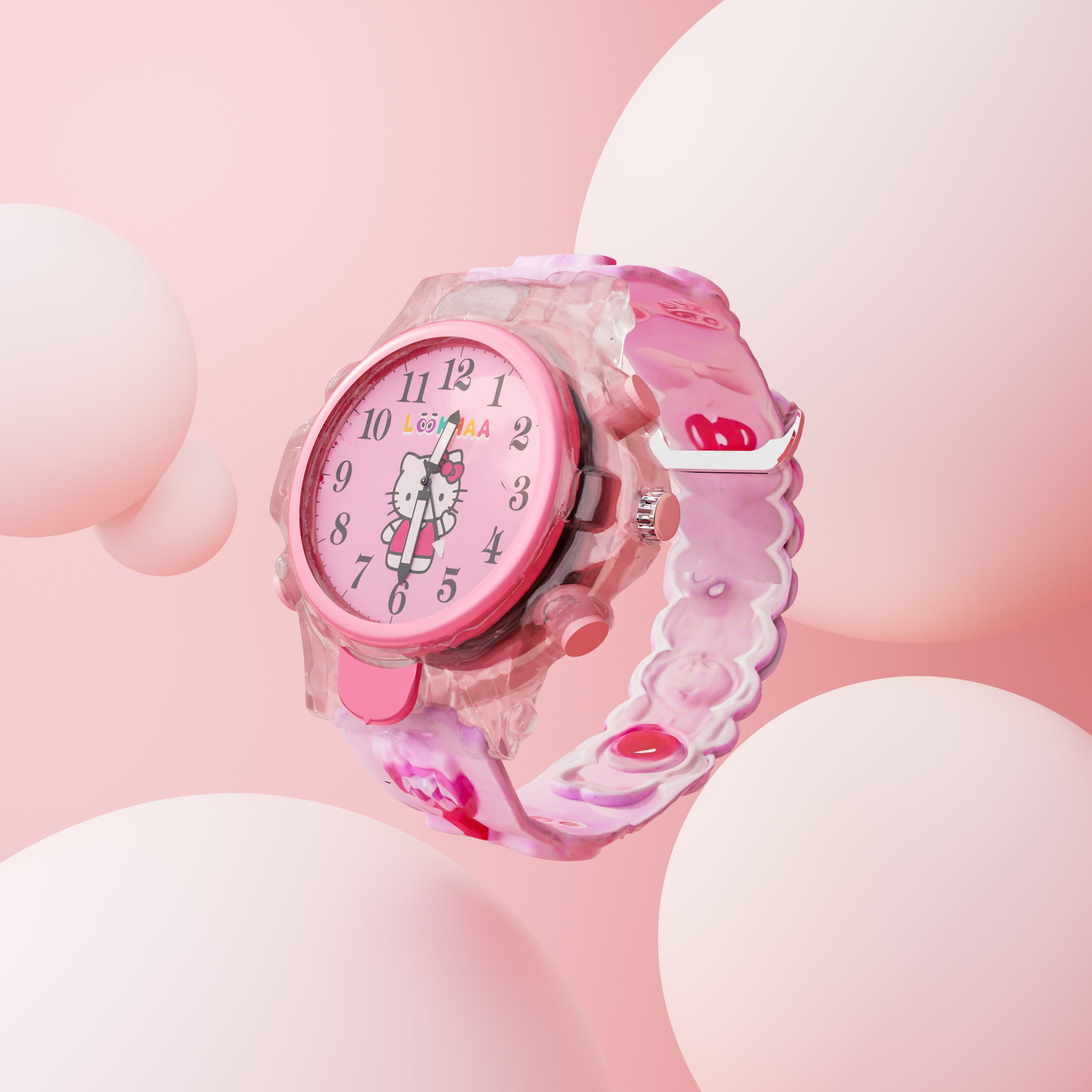 Lookhaa Cartoon Analog Light Watch for Kids Boys & Girls - Pink