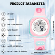 Lookhaa Digital Round Dial Alarm & Glowing Light Watch for Boys & Girls - Pink