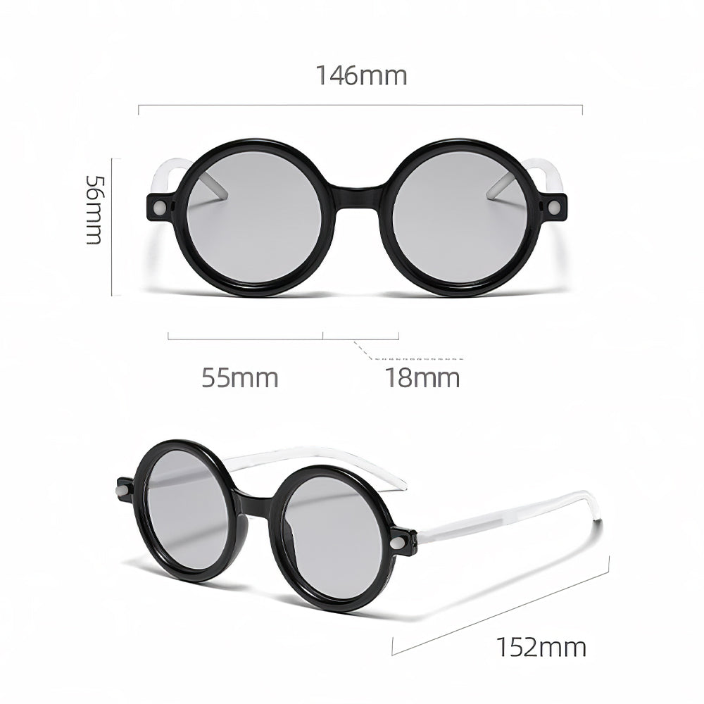Lookhaa Full Rim Round Trendy UV Protected Style Sunglasses For Kids ( Black / White)