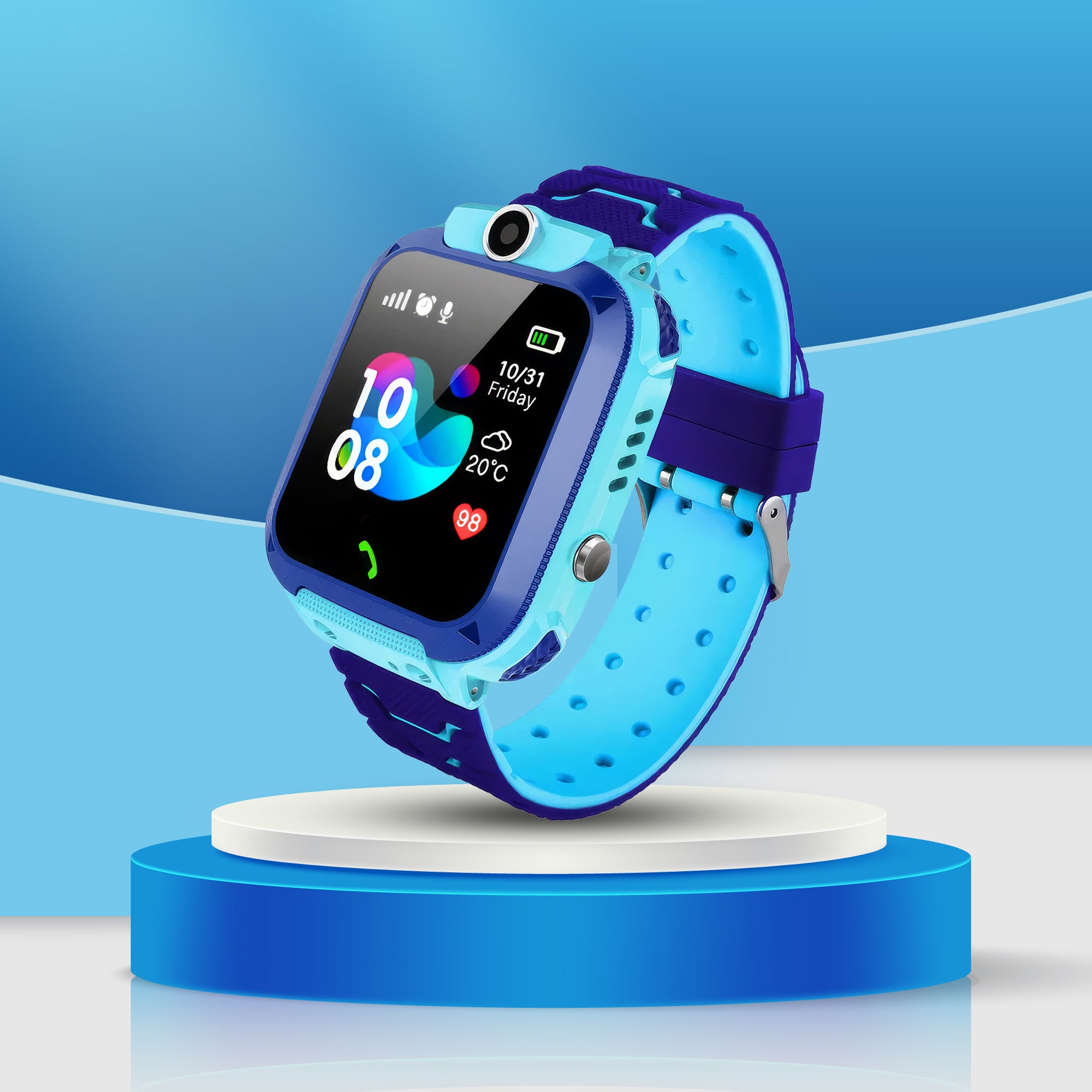 Lookhaa Kids Smart Call Watch Daily Life Waterproof Smart Watch With SIM Card Flashlight camera SOS Smart For Boys (Blue)