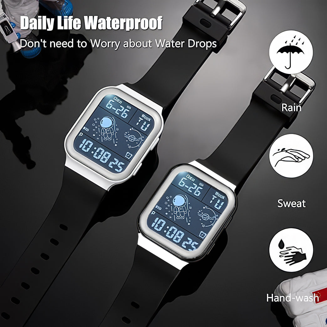 Lookhaa Unisex Digital Sports Watch with Luminous Display Waterproof  WristWatch For Kids - Black