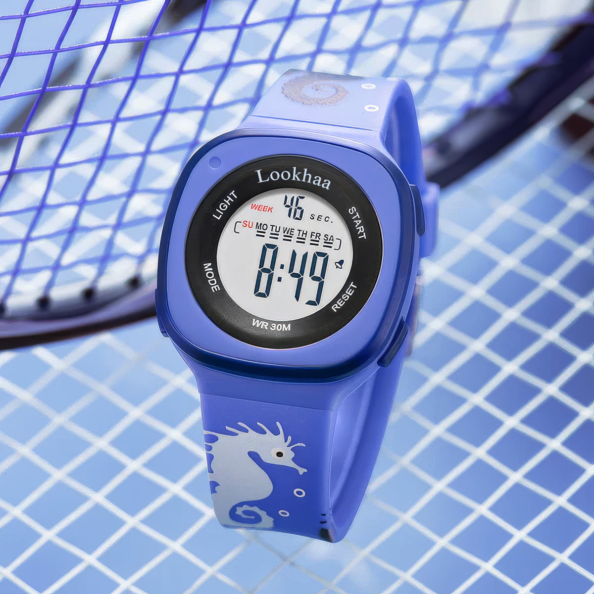 Lookhaa Digital Round Dial Alarm & Glowing Light Watch for Boys & Girls - Blue