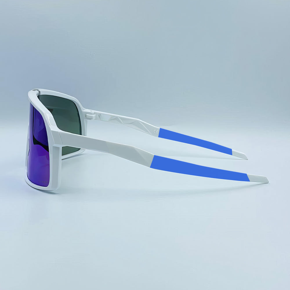 Lookhaa Sports Shield Mirrored Outdoor Driving & Cycling Sunglasses for Kids - White / Blue