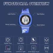 Lookhaa Digital Round Dial Alarm & Glowing Light Watch for Boys & Girls - Blue