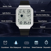 Lookhaa Unisex Digital Sports Watch with Luminous Display Waterproof  WristWatch For Kids - Black