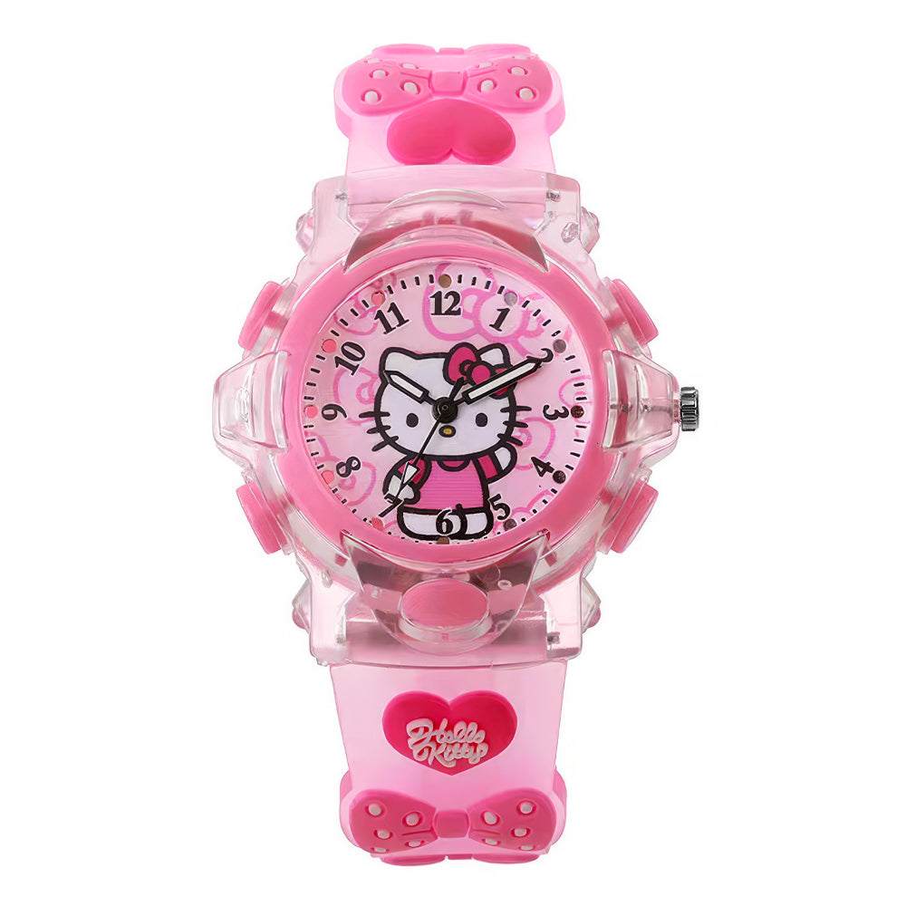 Lookhaa Cartoon Analog Light Watch for Kids Boys & Girls - Pink