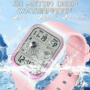 Lookhaa Unisex Digital Sports Watch with Luminous Display Waterproof  WristWatch For Kids - Pink