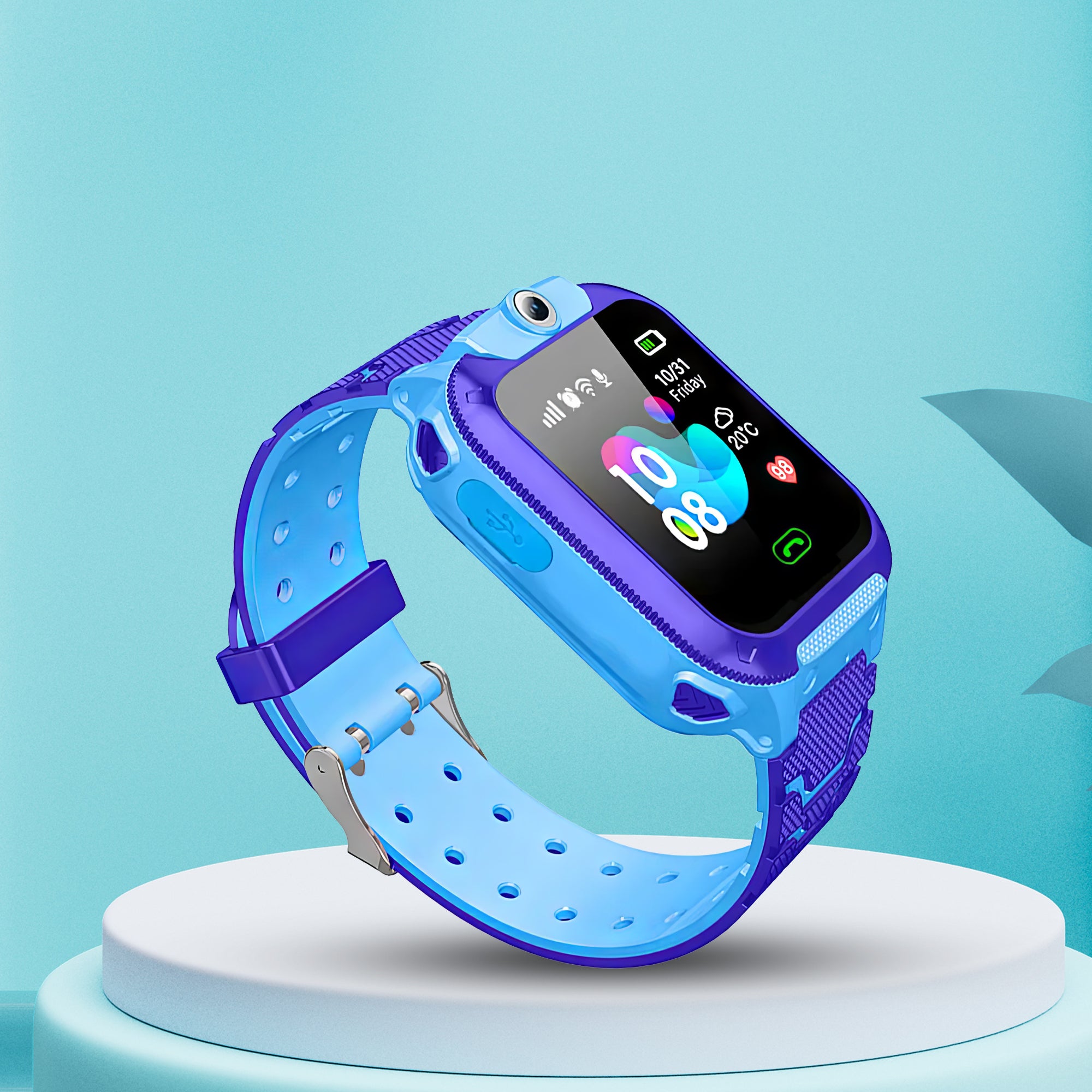 Lookhaa Kids Smart Call Watch Daily Life Waterproof Smart Watch With SIM Card Flashlight camera SOS Smart For Boys (Blue)