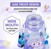 Lookhaa BPA Free Cartoon Designed Spill Proof Eco-Friendly Plastic Sipper Water Bottle for Kids & Toddlers, 600ml (Purple)