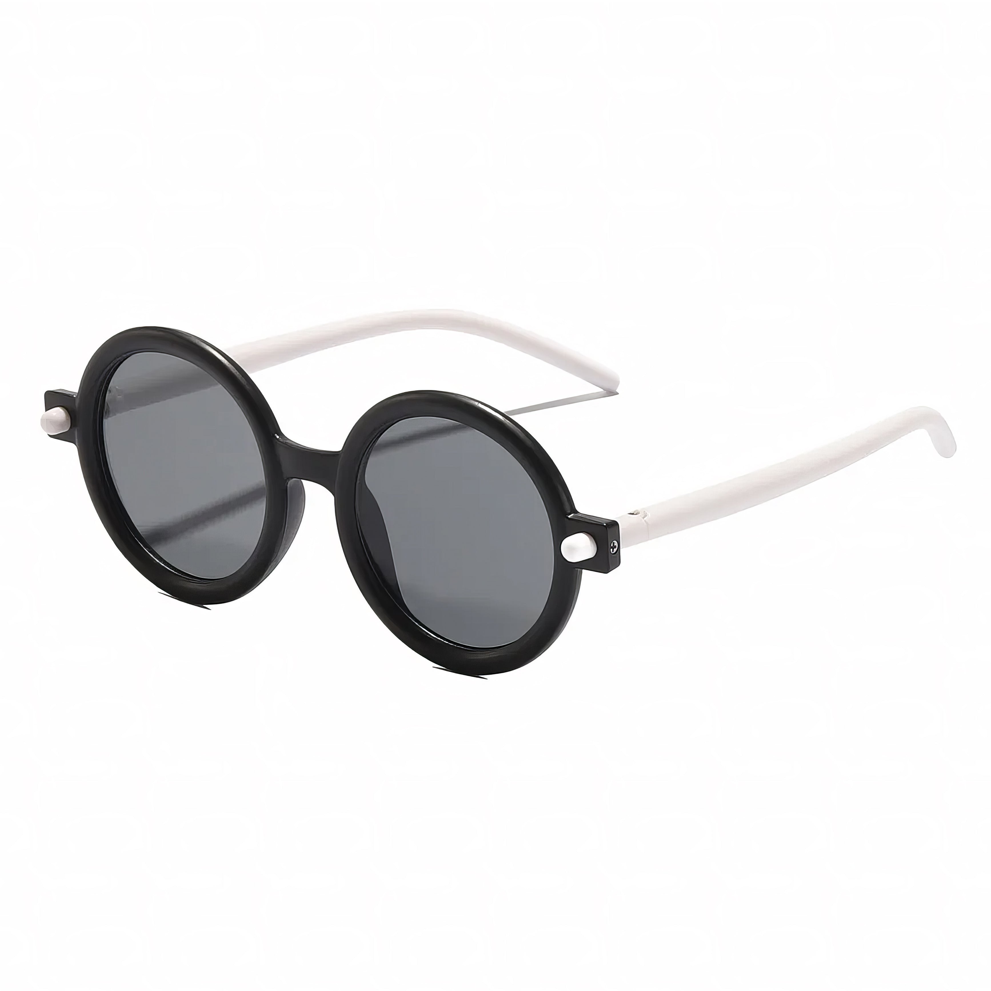 Lookhaa Full Rim Round Trendy UV Protected Style Sunglasses For Kids ( Black / White)