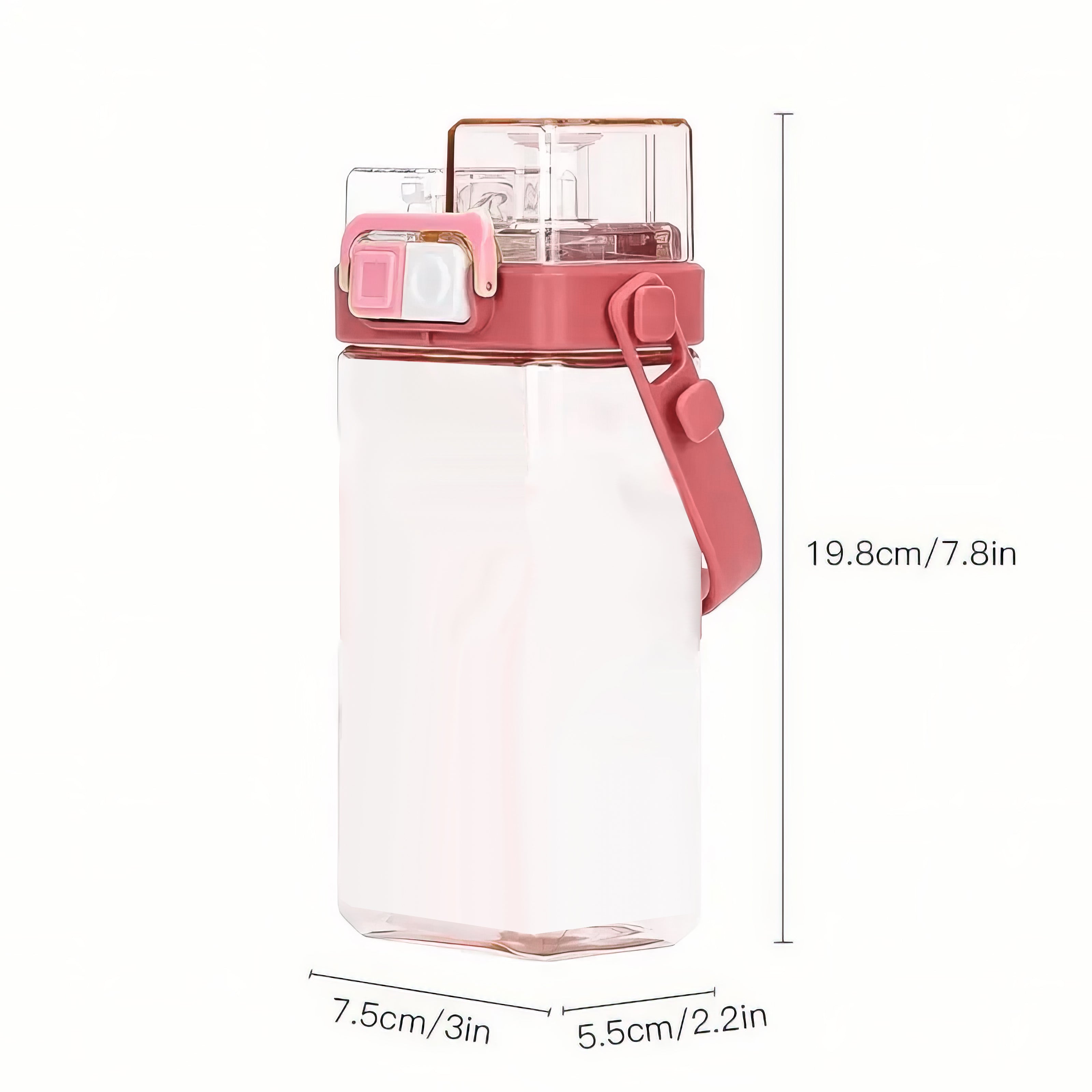 Lookhaa Double pop-up lid straight drinking straw dual-use water bottle (pink)