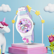 Lookhaa Unicorn 3D Cartoon Strap Analog Watch For Kids  - Perple