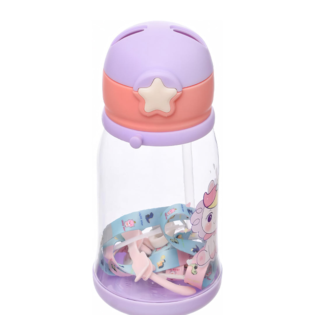 Lookhaa BPA Free Cartoon Designed Spill Proof Eco-Friendly Plastic Sipper Water Bottle for Kids & Toddlers, 600ml (Purple)