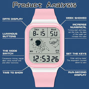 Lookhaa Unisex Digital Sports Watch with Luminous Display Waterproof  WristWatch For Kids - Pink