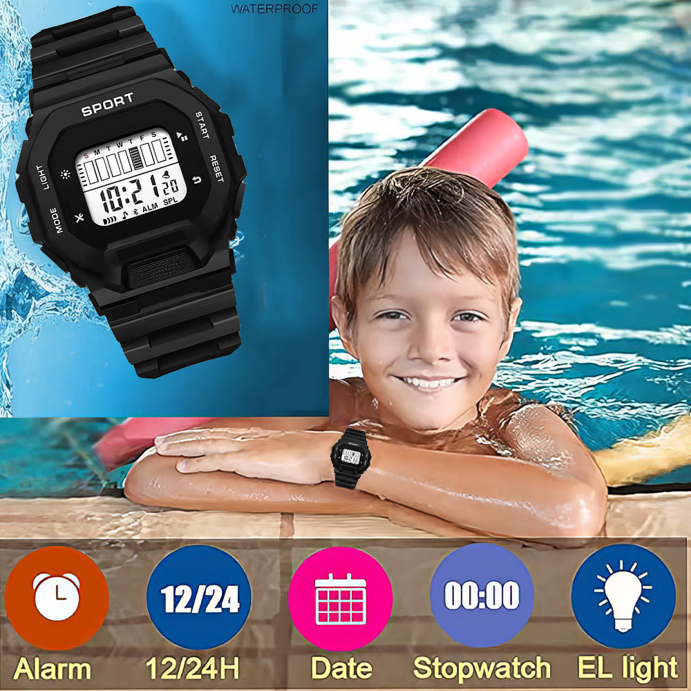 Lookhaa Digital Multi Function Kids Sports Watch - Black