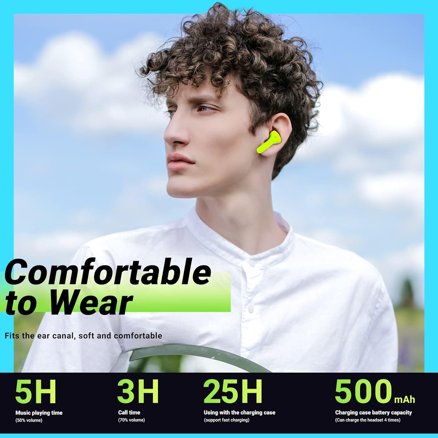 Lookhaa Wireless Earbuds with Transparent Design Charging Case and LED Digital Display | Bluetooth 5.3 | Heavy Bass Stereo Earphones (Green)