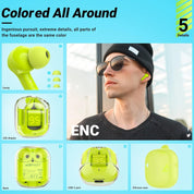 Lookhaa Wireless Earbuds with Transparent Design Charging Case and LED Digital Display | Bluetooth 5.3 | Heavy Bass Stereo Earphones (Green)