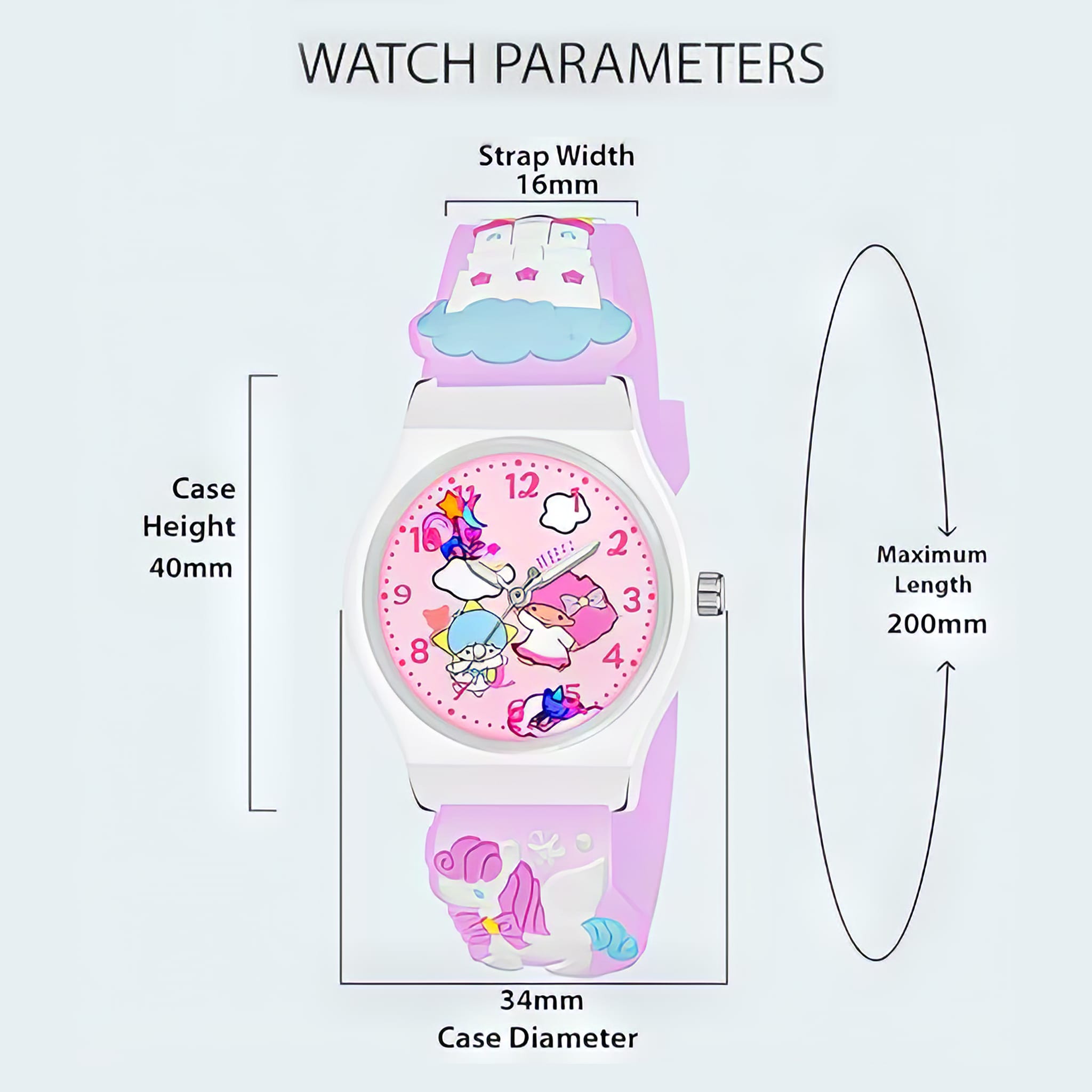Lookhaa Unicorn 3D Cartoon Strap Analog Watch For Kids  - Perple