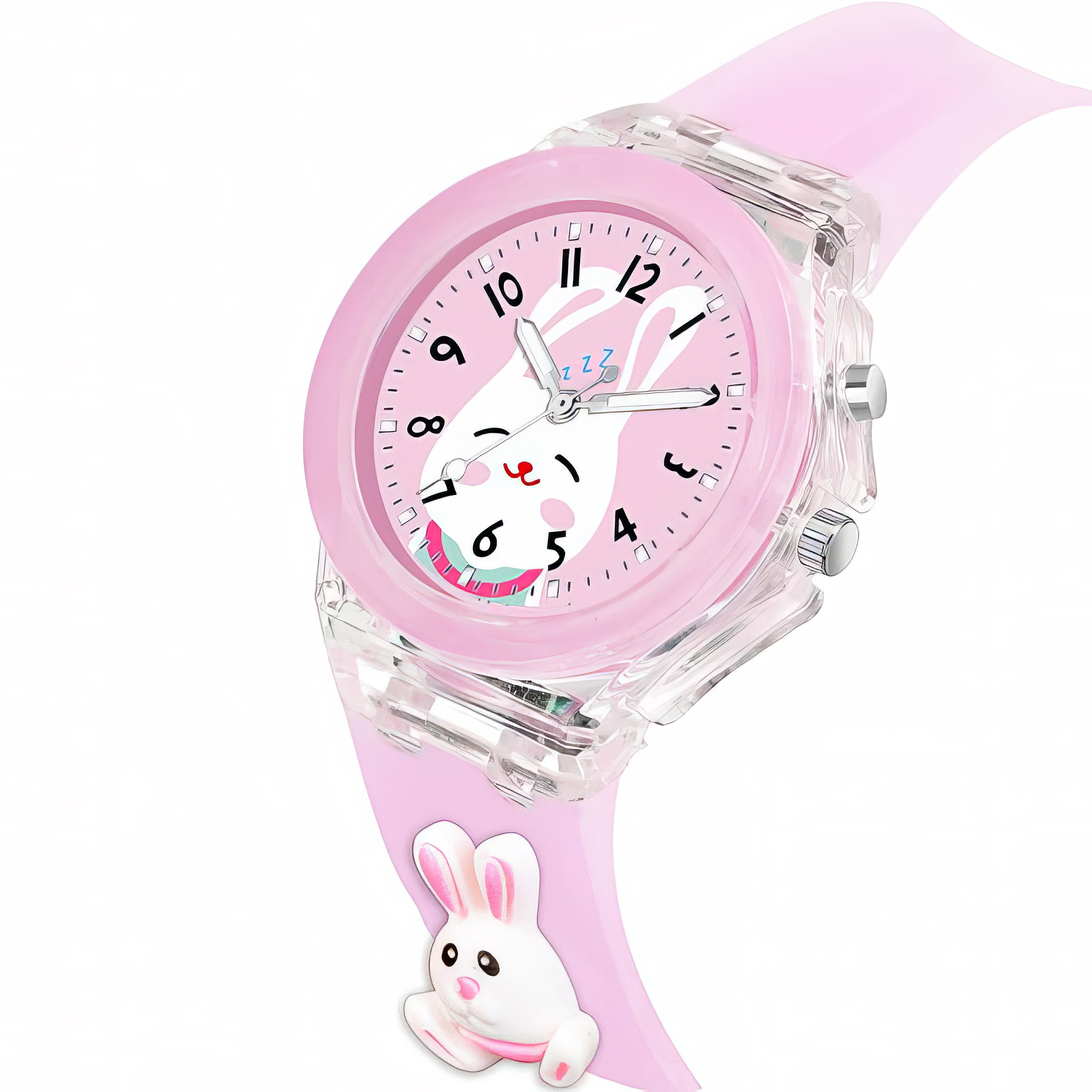 Lookhaa Cartoon Rabbit Watct Lighting Analogue Watch for Girls - Pink