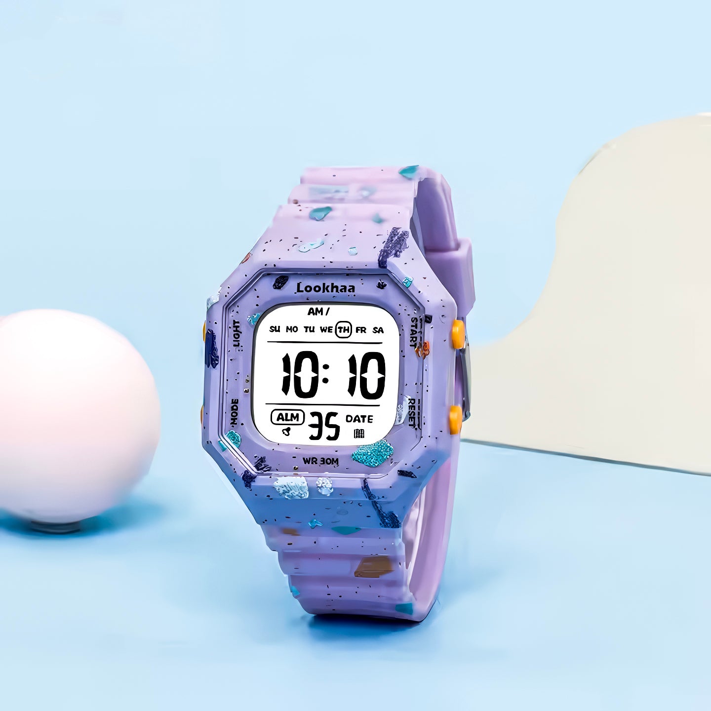 Lookhaa Cartoon Cute Colorful Sport Waterpoof Digital Watch For Kids - Purple