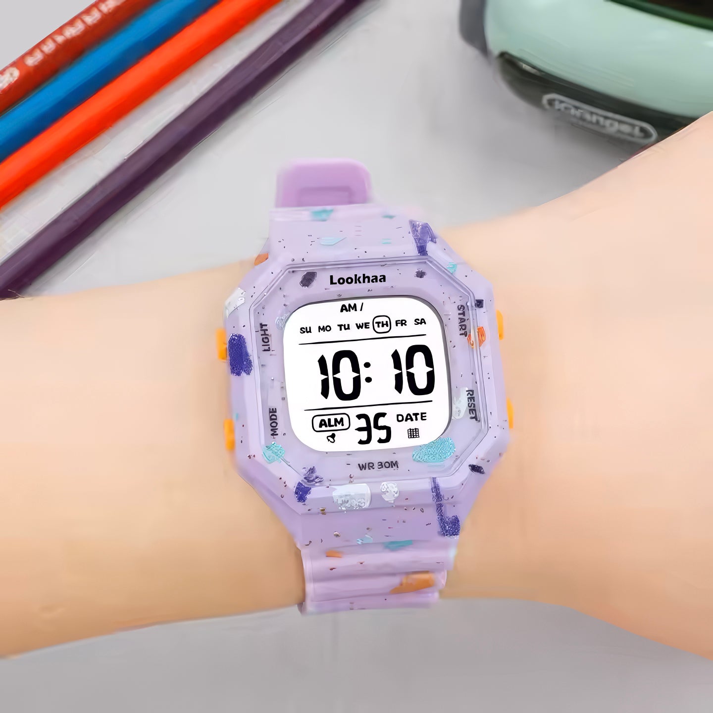 Lookhaa Cartoon Cute Colorful Sport Waterpoof Digital Watch For Kids - Purple