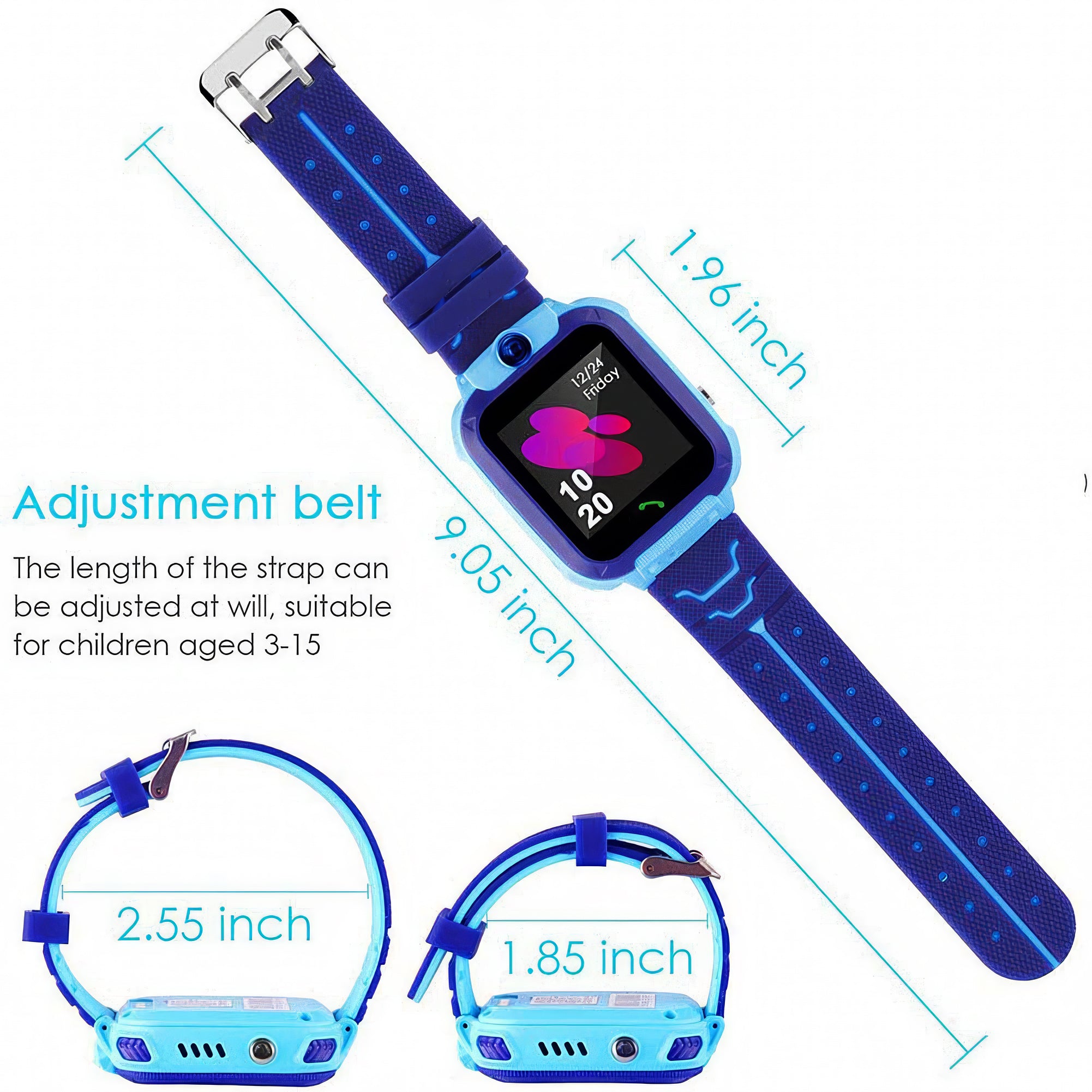 Lookhaa Kids Smart Call Watch Daily Life Waterproof Smart Watch With SIM Card Flashlight camera SOS Smart For Boys (Blue)