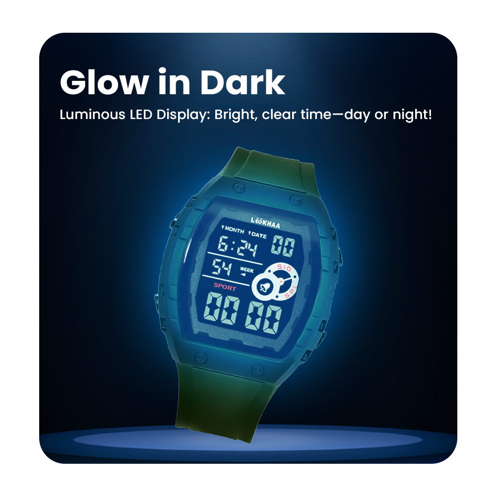 Lookhaa Kids Digital Multi Functional Watch Outdoor Waterproof Date Luminous LED Digital Watch For Boy - Green lookhaa