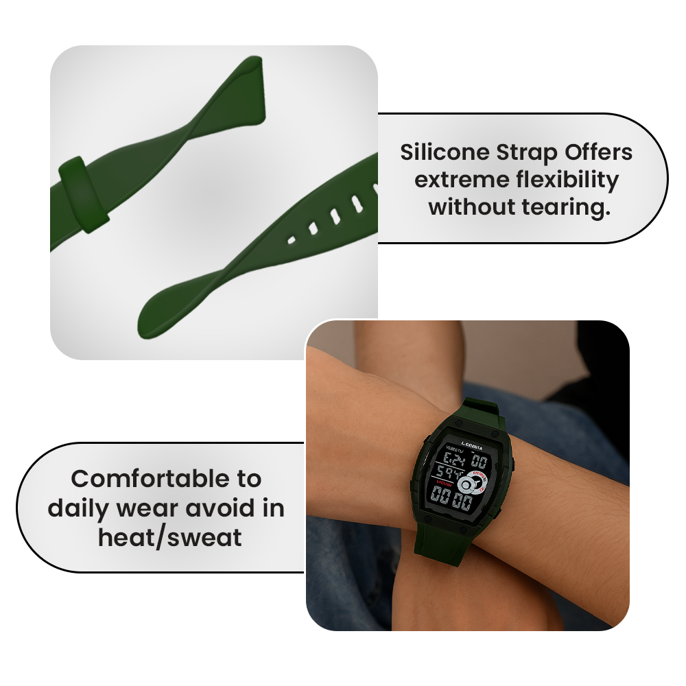 Lookhaa Kids Digital Multi Functional Watch Outdoor Waterproof Date Luminous LED Digital Watch For Boy - Green lookhaa