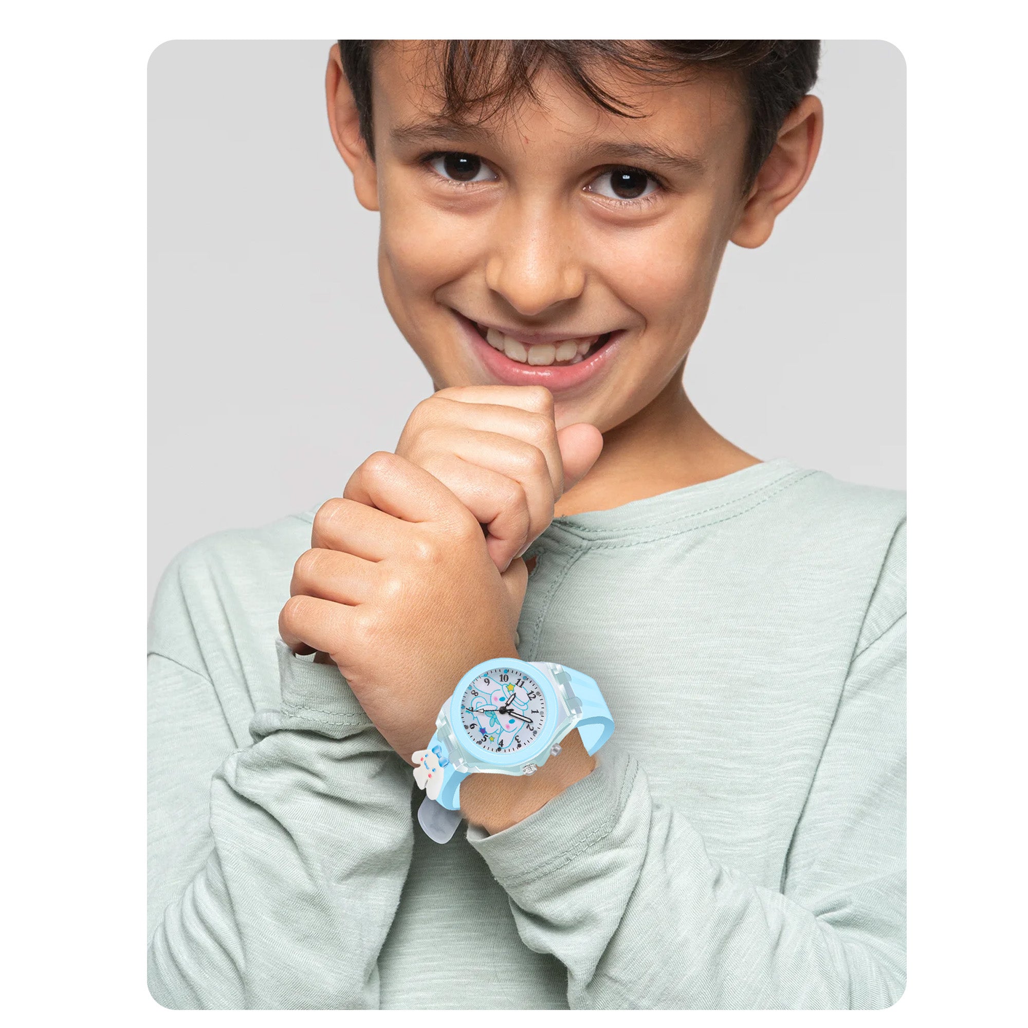 Lookhaa 3D Cute Cartoon Watch with 7 Disco Lights Analog Watch for Boys - Blue