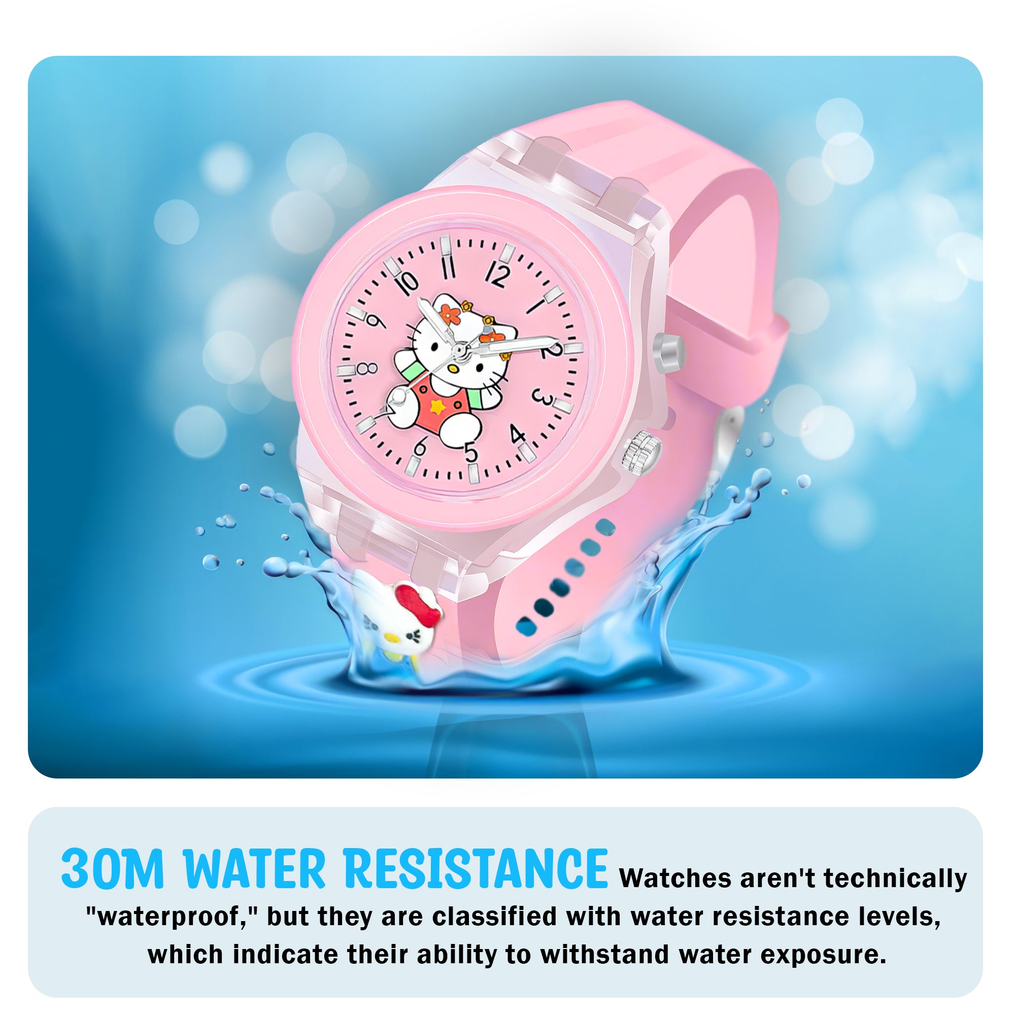 Lookhaa 3D Cute Cartoon Watch with 7 Disco Lights Analog Watch for Girls - Pink