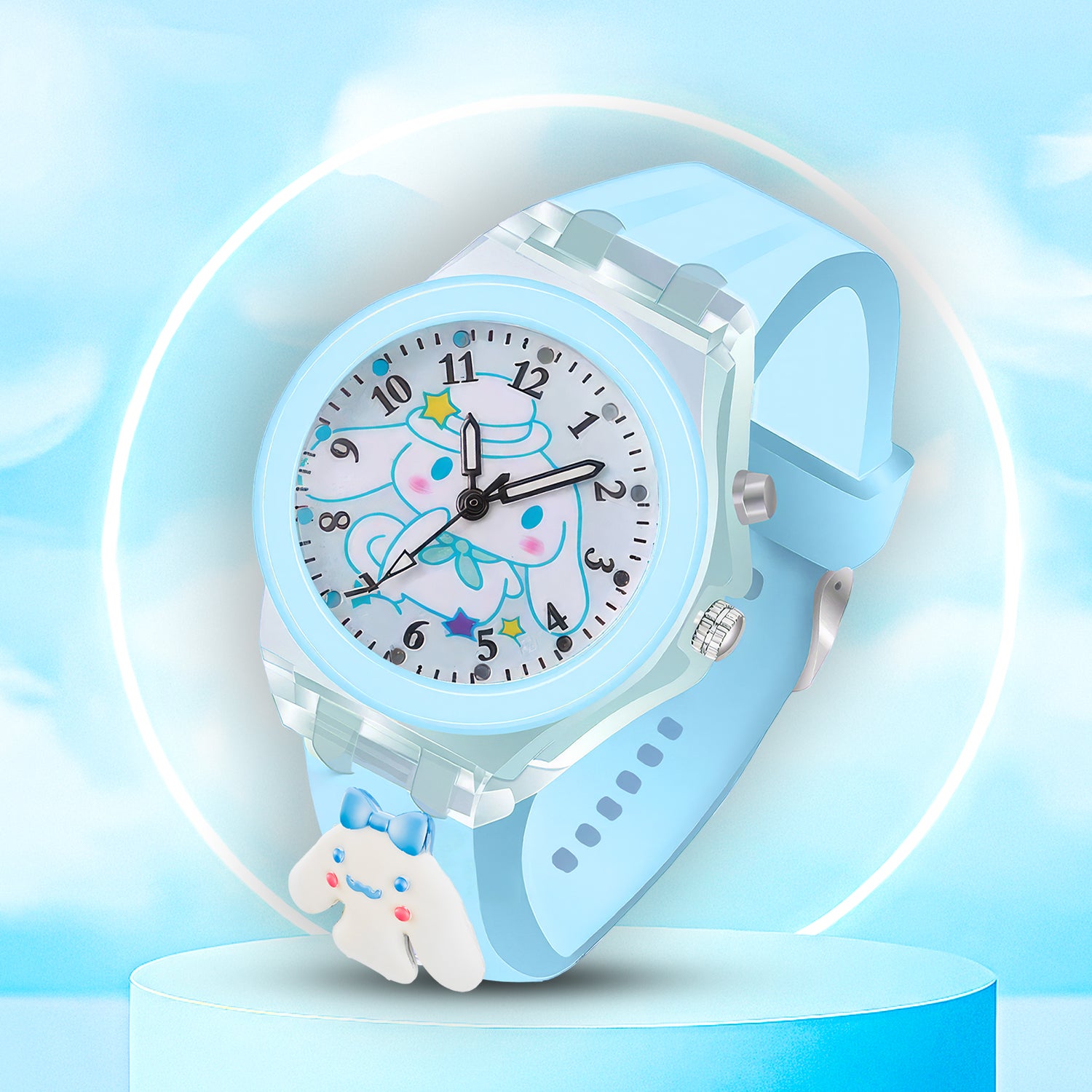 Lookhaa 3D Cute Cartoon Watch with 7 Disco Lights Analog Watch for Boys - Blue