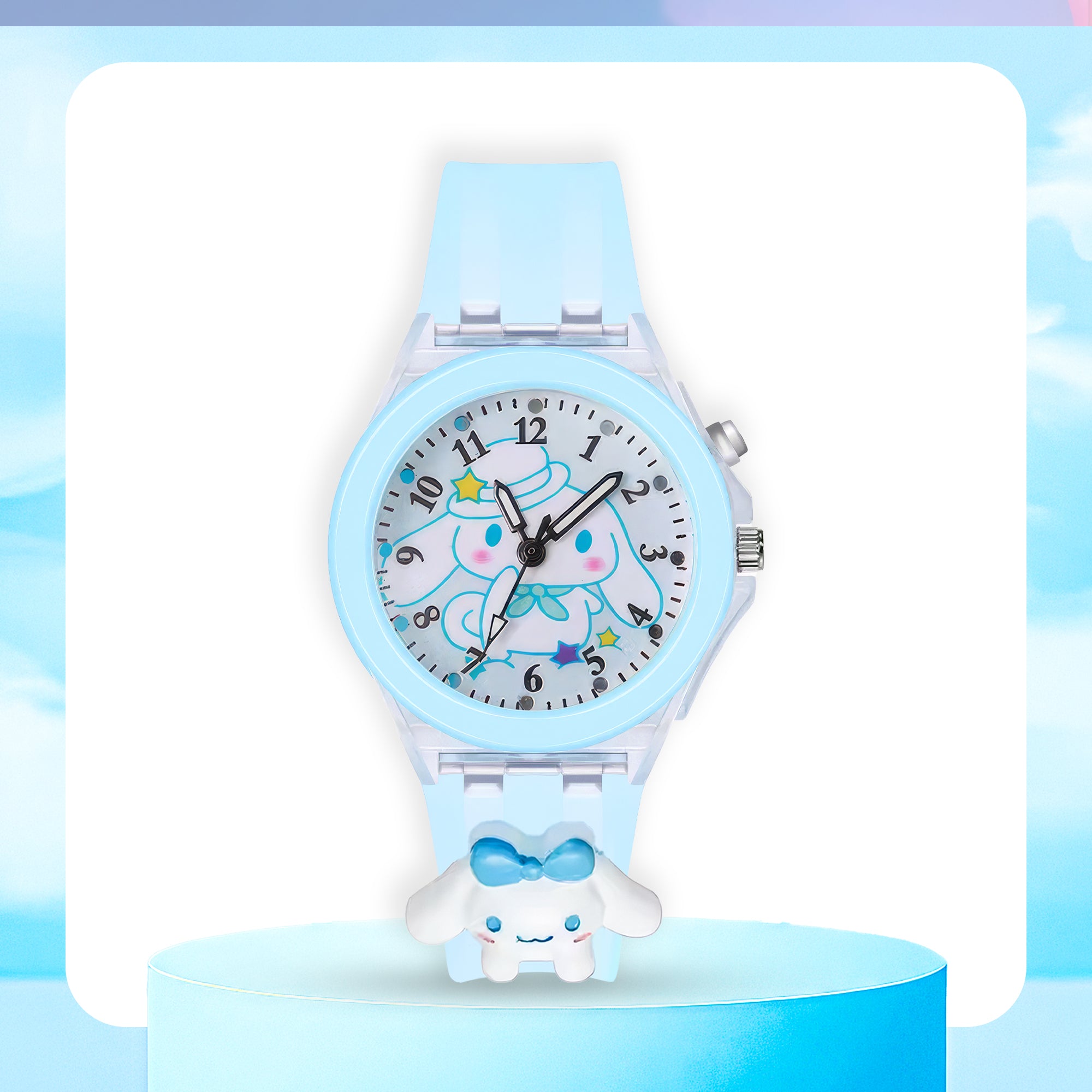 Lookhaa 3D Cute Cartoon Watch with 7 Disco Lights Analog Watch for Boys - Blue