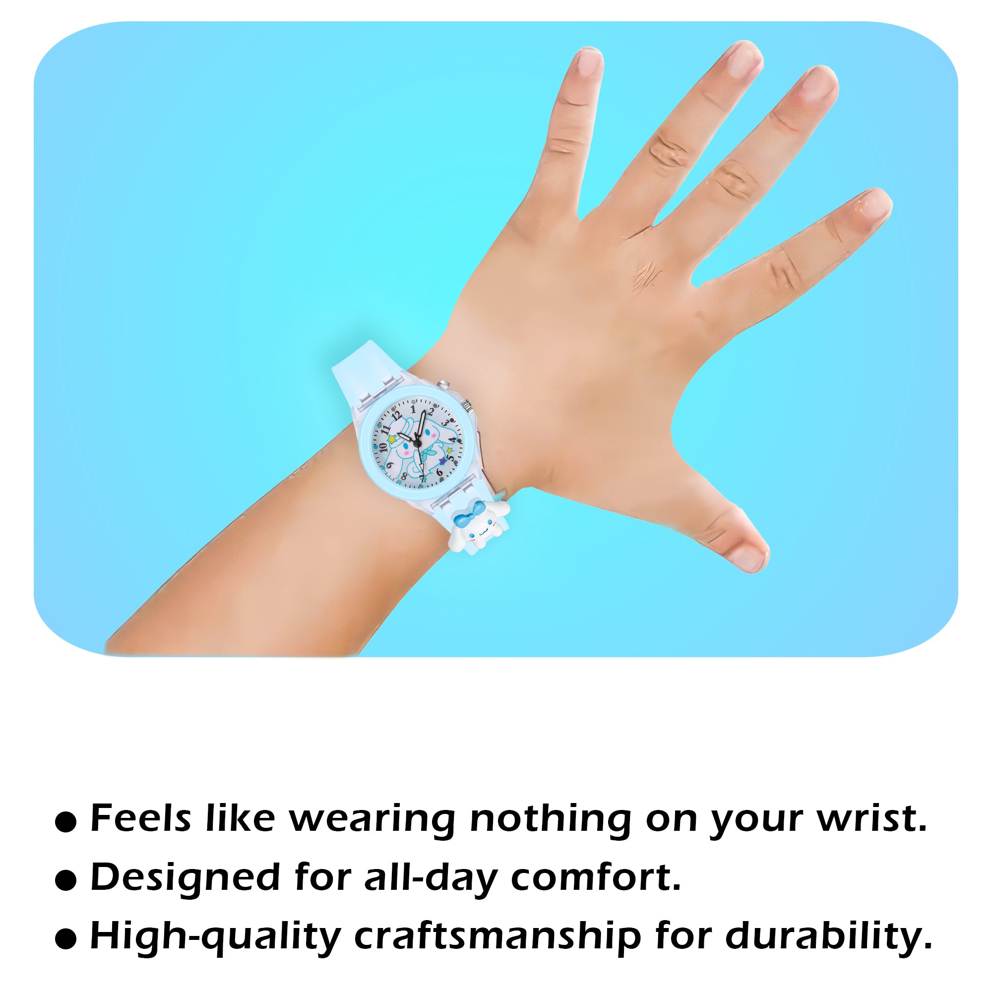 Lookhaa 3D Cute Cartoon Watch with 7 Disco Lights Analog Watch for Boys - Blue