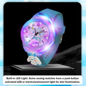 Lookhaa 3D Cute Cartoon Watch with 7 Disco Lights Analog Watch for Boys - Blue