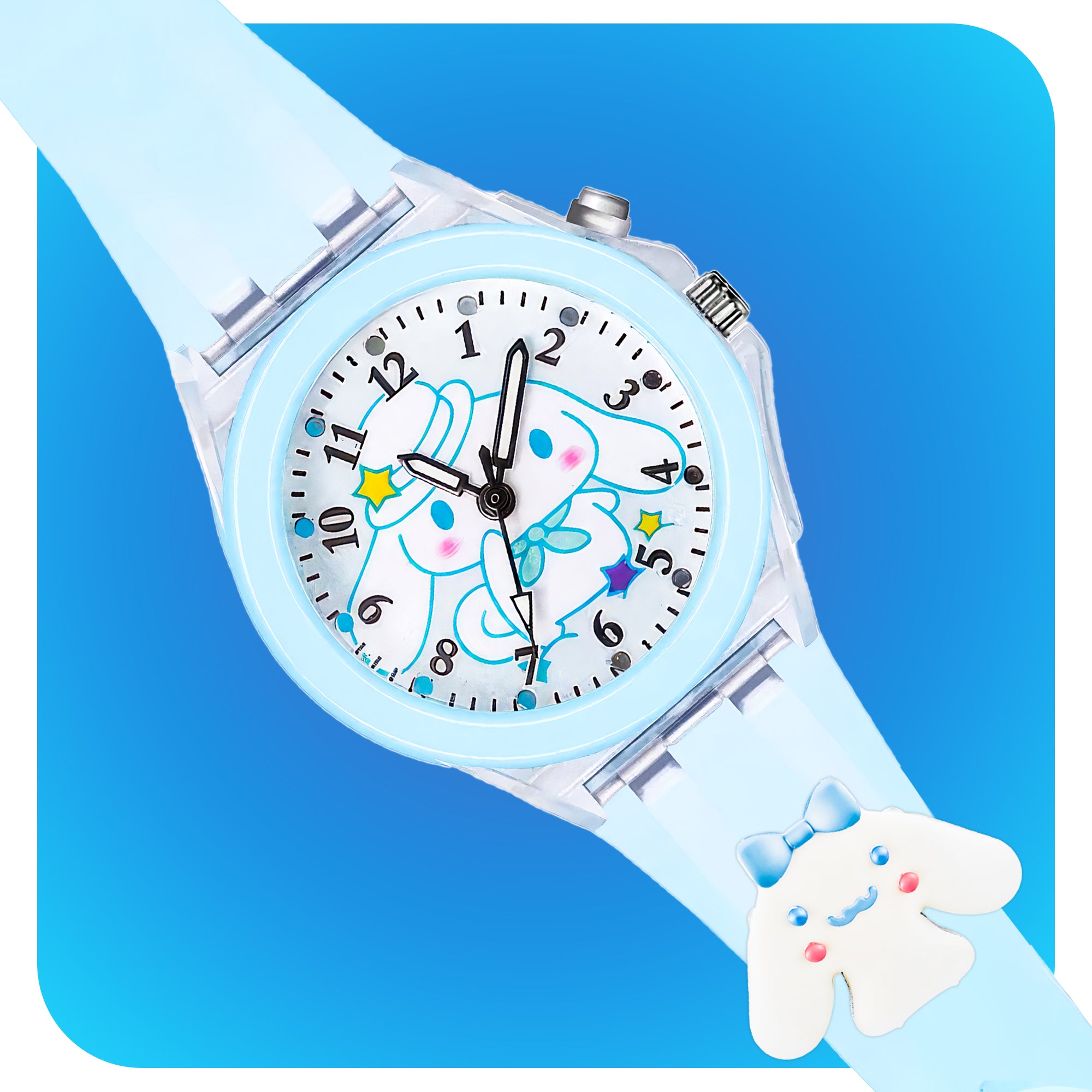 Lookhaa 3D Cute Cartoon Watch with 7 Disco Lights Analog Watch for Boys - Blue