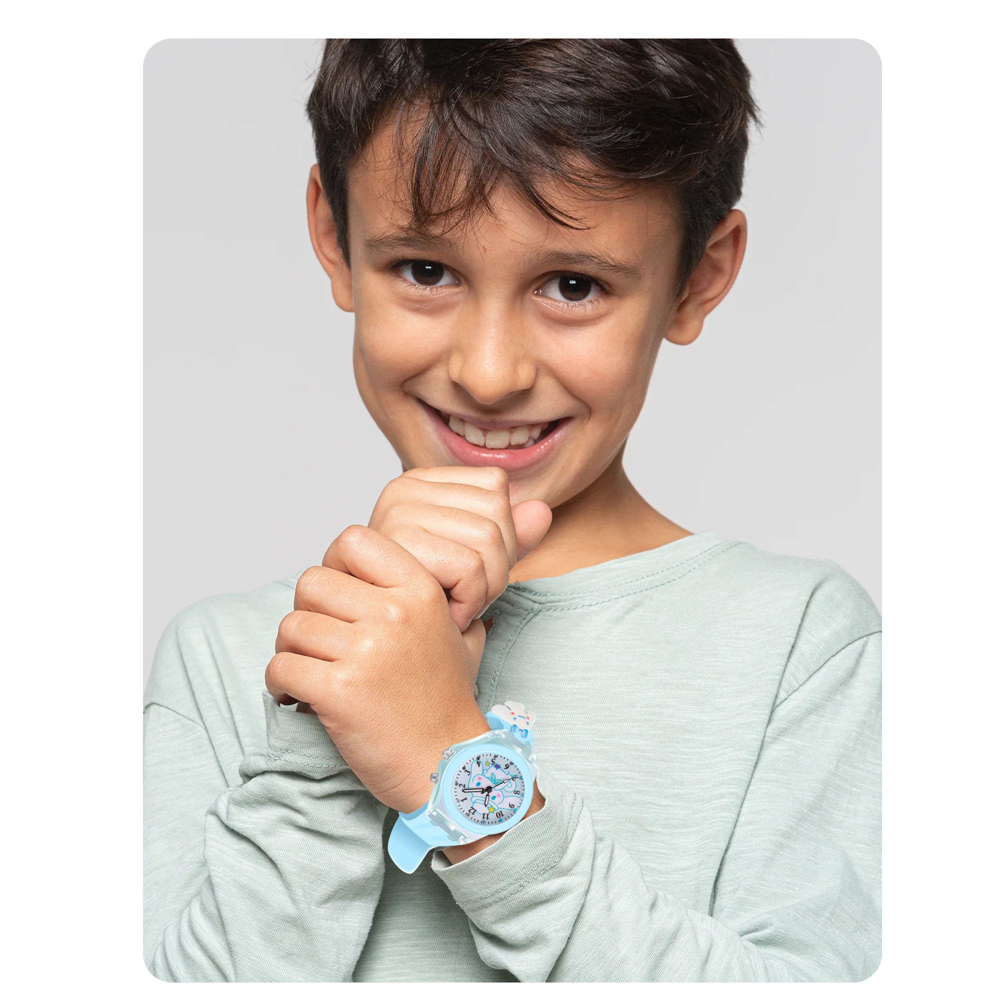 Lookhaa 3D Cute Cartoon Watch with 7 Disco Lights Analog Watch for Boys - Blue