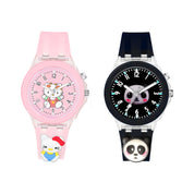 Lookhaa Kids Combo Panda and Kitty Character Analog Disco Lights Watch lookhaa