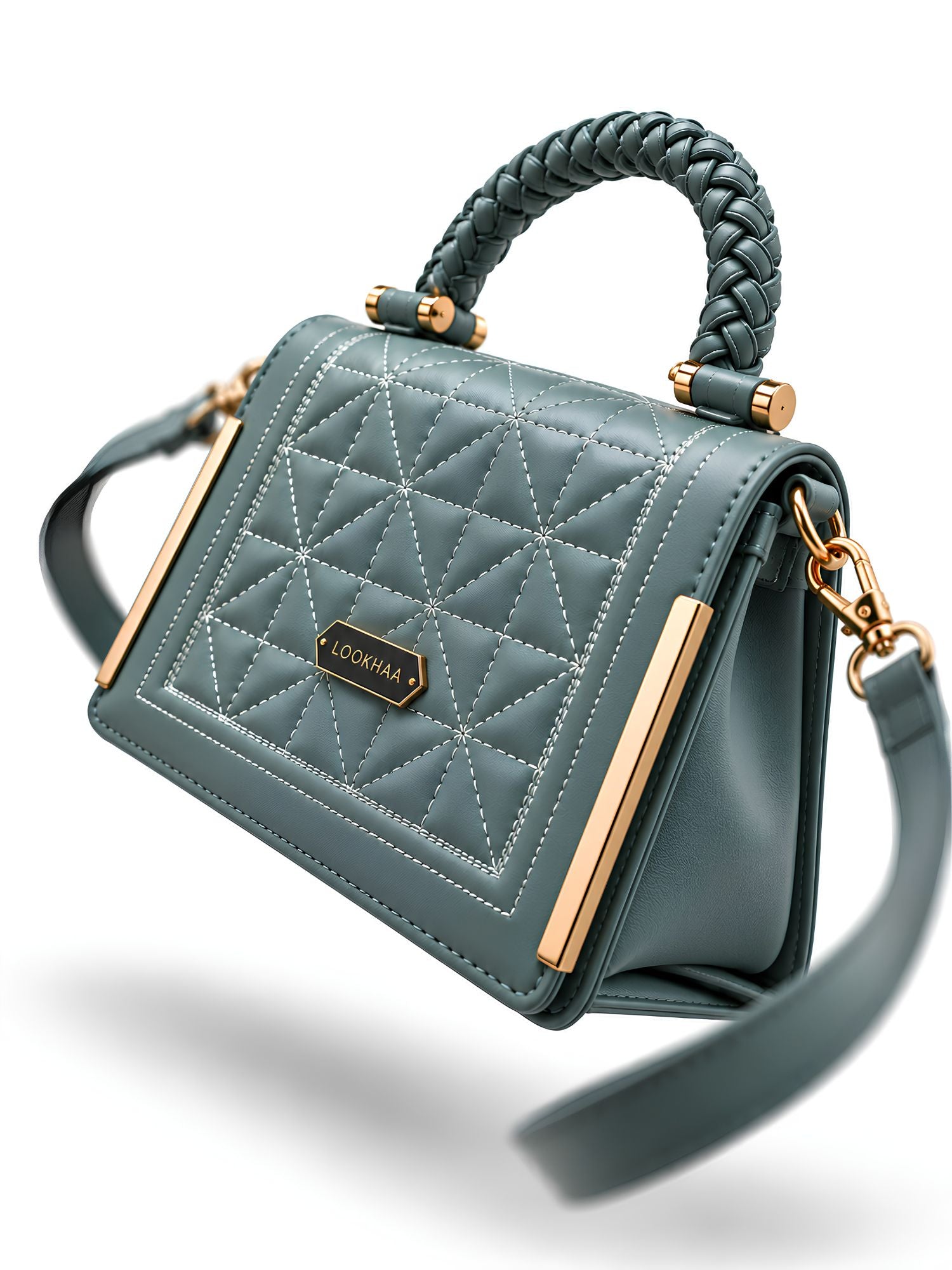 Lookhaa Women Premium Green Textured Structured Handbag lookhaa