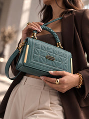 Lookhaa Women Premium Green Textured Structured Handbag lookhaa