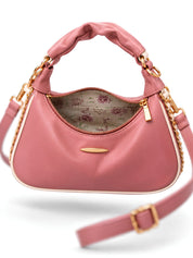 LOOKHAA Premium Pink Structured Handbag with Gathered Top Handle lookhaa