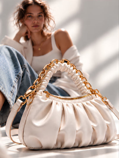 LOOKHAA Premium Solid Off-White Shoulder Bag