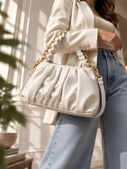 LOOKHAA Premium Solid Off-White Shoulder Bag lookhaa